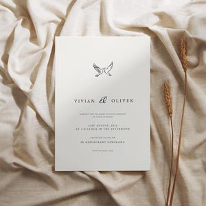 Delicate Wedding Invitation Set: Hand-Drawn Canva Template (Digital Download)