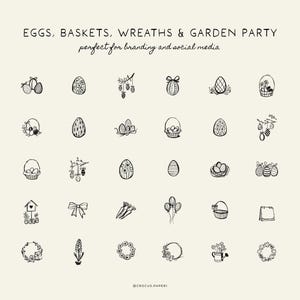 Easter Line Art Illustrations: Spring Doodles Clipart (PNG, SVG) image 3