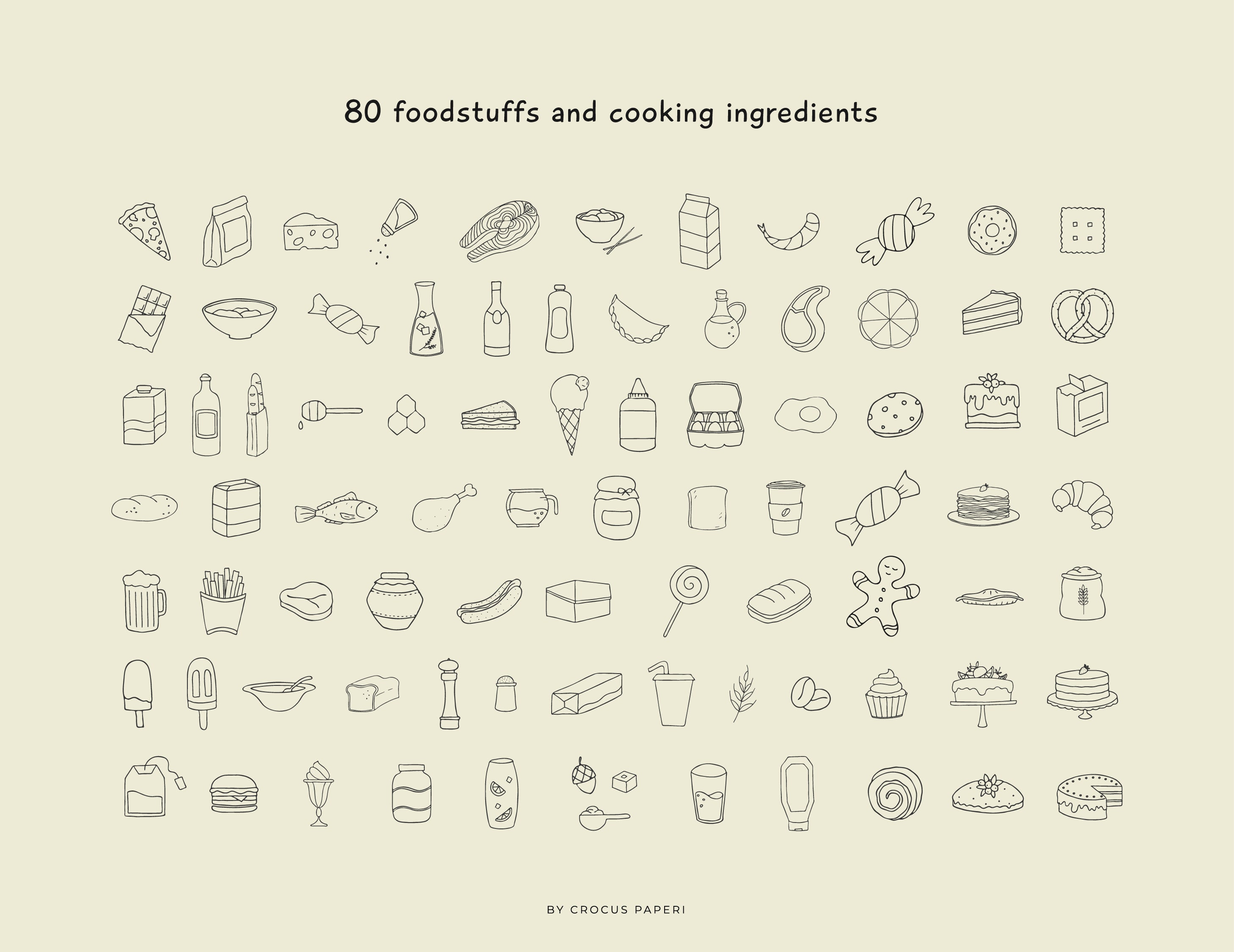 Food Doodles: Hand-drawn Cooking & Bakery Icons (SVG, PNG) - Etsy