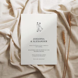 Delicate Wedding Invitation Set: Hand-Drawn Canva Template (5 Items)