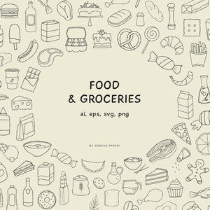 Food Doodles: Hand-Drawn Cooking & Bakery Icons (SVG, PNG)