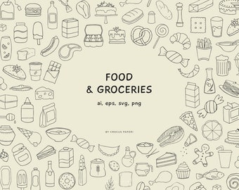 Food Doodles: Hand-Drawn Cooking & Bakery Icons (SVG, PNG)