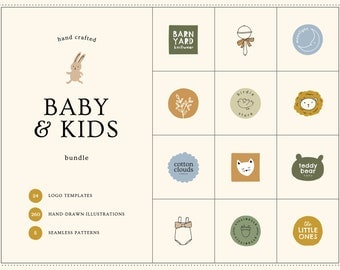 BABY & KIDS Logos Doodles Muster | KOSTENLOSE Anpassung