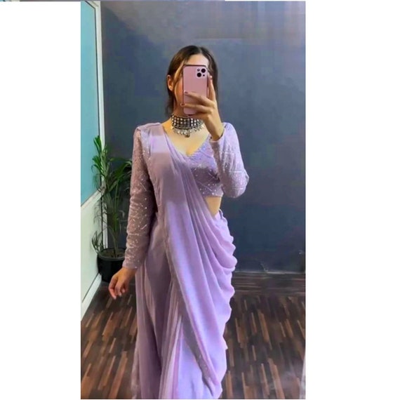 Purple Indian Woman's Party & festival Fancy Designer Sari Muslim Eid Saree  Embroidery Blouse 2992, Grey, 5.5 mtrs without blouse piece : :  Clothing, Shoes & Accessories