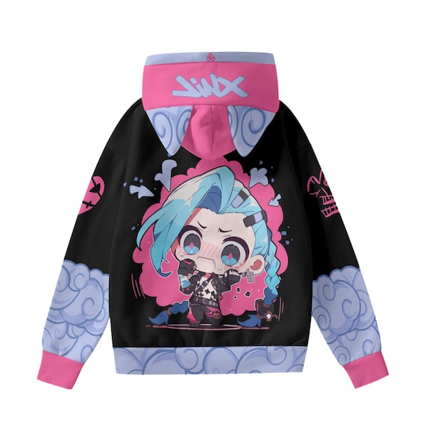 Unisex Arcane Jinx Cat Cut Ear Hoodie