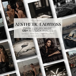 Donkere luxe AI-stockfoto's – Moody Lady Boss Images (digitale download)