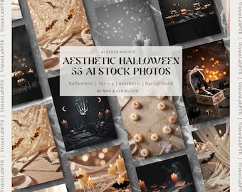 Fondos estéticos de Halloween: 55 fotos de stock estéticas en IA / Plantillas para Instagram / Paquete para redes sociales y Canva