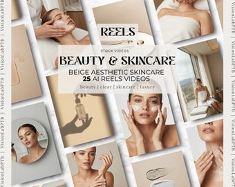 25 AI Skincare Reels Videos – Faceless Beauty & Spa Content (Digital Download)