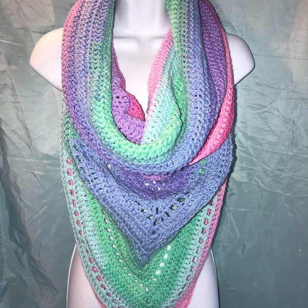 Crochet Wild Oleander Hooded Scarf (Rainbow)