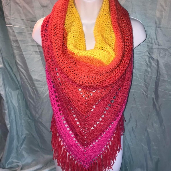 Crochet Wild Oleander Hooded Scarf (Sunfire)