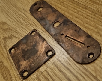 Telecaster Aged Copper Neck & Control Plate Set - Slanted Switch