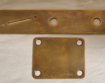 Telecaster Aged Brass Control Plate & Neck plate set.