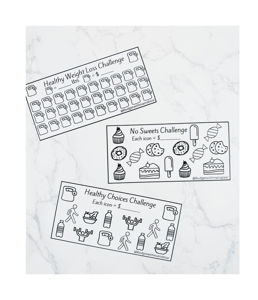 Desafío de ahorro para bajar de peso / Descarga digital / Desafío de ahorro  / Incluye 3 desafíos / Mini ahorro A6 / - Etsy México, image size:1080x1255