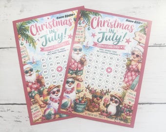 Christmas in July Savings Challenge | Double Sided | Pink | Scratch Off
