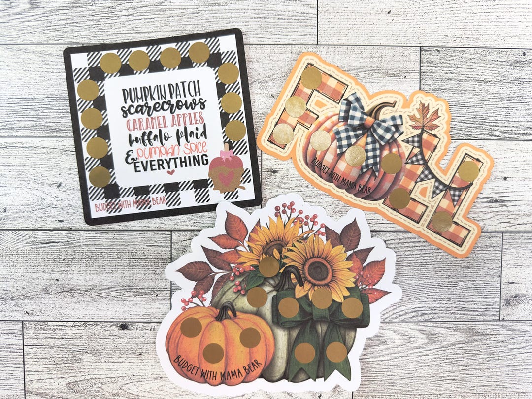 Fall Scratch Off Fall Themed Cut Out Savings Challenges | Group of 3 | Savings | Scratch ...