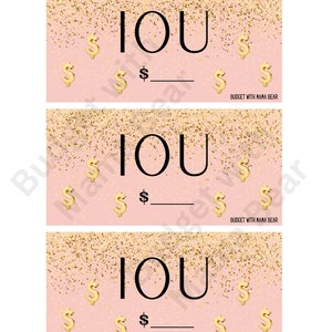 IOU Slips | Fully Funded Slips | Pink Dashboards | Cash Budgeting