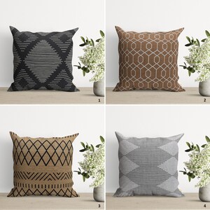 Nordic Scandinavian Pillow Cover|Southwestern Cushion Case|Brown & Black Cushion|Ethnic Tribal Rug Design Home Decor|Fancy Throw Pillowtop