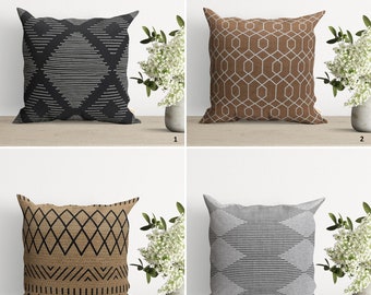 Nordic Scandinavian Pillow Cover|Southwestern Cushion Case|Brown & Black Cushion|Ethnic Tribal Rug Design Home Decor|Fancy Throw Pillowtop