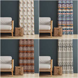 Authentic Curtain|Thermally Insulated Rug Design Window Treat|Aztec Design Home Decor|Southwestern Style Window Decor|Tribal Pattern Curtain