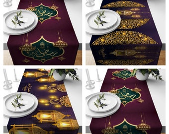 Islamic, Elegant Table Runner|Ramadan Concept Tablecloth|Classy Purple Home Decor|Ramadan Kareem Table Centerpiece|Awesome Gift for Muslims
