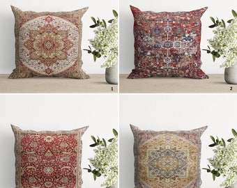 Anatolian Rug Design Pillow Cover|Turkish Kilim Cushion Case|Ottoman Home Decor|Rustic Farmhouse Style Cushion Cover|Ethnic Geometric Pillow
