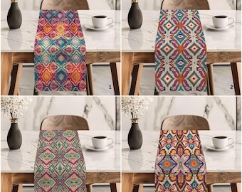 Traditional Runner|Rug Design Runner|Rustic Home Decor|Bold Ikat Table|Tribal Table Runner|Bohemian Tabletop|Farmhouse Tablecloth