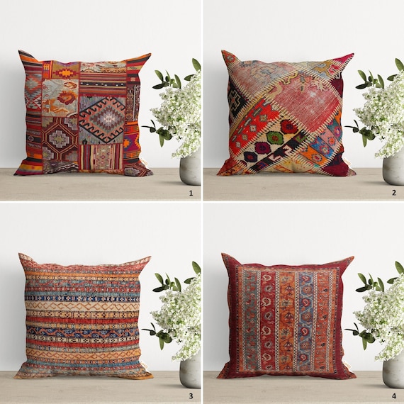 Rug Design Pillow Coverturkish Anatolian Design Cushion Casedecorative Kilim Pattern Ethnic Cushion Coverfarmhouse Style Geometric Pillow Etsy