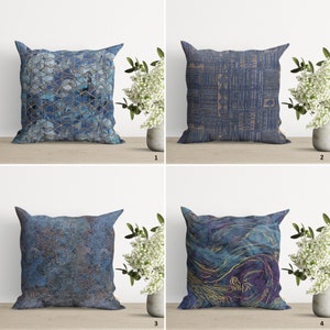 Fronha em tons de azul | Capa de almofada estilo patchwork | Decoração abstrata para casa | Fronha com estampa de diamante | Capa de almofada simples e fofa