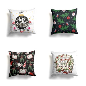 Funda de almohada de inauguración de la casa/Funda de cojín con temática invernal/Funda de almohada con carta de Papá Noel/Funda con estampado de Feliz Navidad/Cojín con adornos navideños/Funda de cojín con adornos navideños