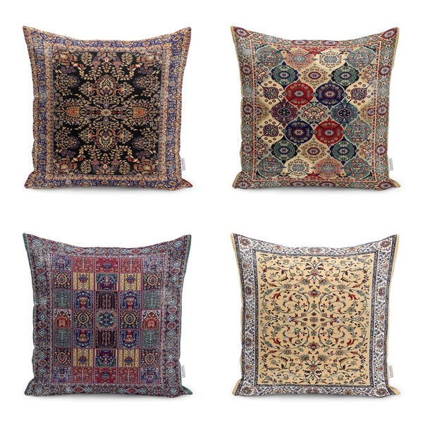 Rustic Kilim Pattern Pillow Cover|Carpet Design Cushion Case|Traditional Pillow Case|Ethnic Masterpiece Home Decor|Housewarming Cushion Top