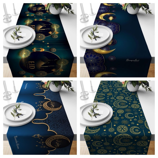 Chemin de table islamique|Décoration de table du Ramadan Kareem|Nappe de l'Aïd Mubarak|Décoration d'intérieur du Ramadan|Cadeau pour la communauté musulmane|Cadeau à motifs religieux