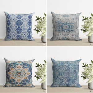 Fodera per cuscino con motivo a tappeto turco per amanti del turchese e del blu/Elegante federa decorativa/Autentica decorazione per la casa/Cuscino per l'inaugurazione della casa