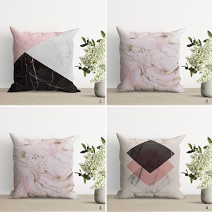 Capa de almofada com toque de granulado rosa e dourado suave | Capa de almofada com design abstrato geométrico | Decoração de casa com arte moderna | Fronha simples e fofa | Presente chique