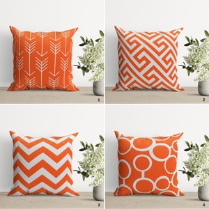 A fofura da combinação laranja e branco, fronha | Capa de almofada em estilo abstrato | Decoração simples e doce para casa | Fronha bonita | Almofada para inauguração de casa