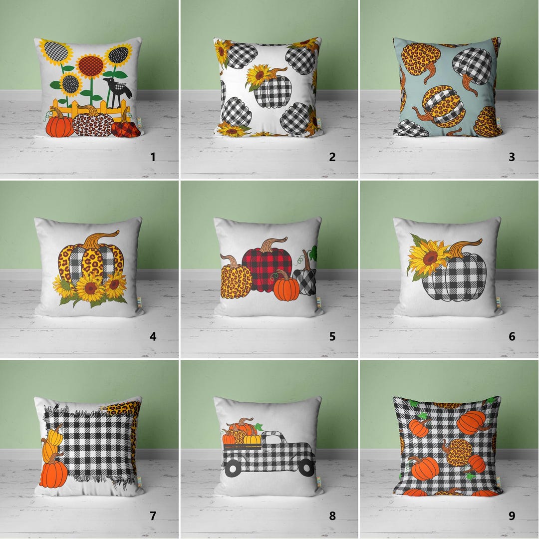 Homemissing Set di 4 federe per cuscini autunnali, 45,7 x 45,7 cm, con tacchino, decorazione autunnale, foglie d'acero, colore arancione