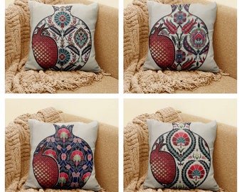 Pomegranate Design Pillow Case|Gobelin Tapestry Decorative Cushion Cover|Ethnic Throw Pillowcase|Handmade Turkish Tulip Pattern Cushion Case