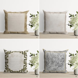 Capa de almofada dourada com toque sofisticado | Capa de almofada com borda em estilo grego | Decoração elegante para casa | Fronha simples e fofa | Almofada de inauguração