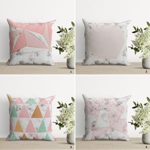 Capa de almofada bonita, rosa e cinza | Capa de almofada com efeito de superfície de mármore | Decoração de casa simples e doce | Fronha sofisticada | Almofada de inauguração