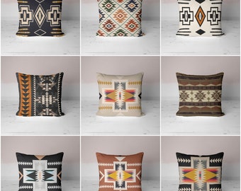 Authentic Rug Design Pillow Cover|Fancy Terrracotta Cushion Top|Southwestern Aztec Print Home Decor|Farmhouse Style Geometric Cushion Case
