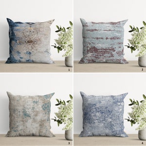 Fronha Admirers' Choice Azul e Branco | Capa de Almofada com Efeito Desgastado | Decoração Elegante para Casa | Capa de Almofada Simples e Doce | Presente de Boas-Vindas