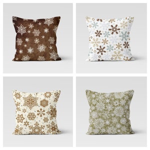 Capa de almofada com design de flocos de neve | Capa de almofada com tendência de inverno | Decoração de casa simples e doce | Almofada estilo fazenda | Presente elegante e de inauguração de casa