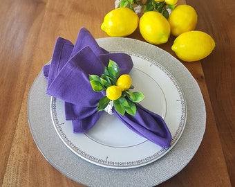 Lemon Napkin Ring|Faux Floral Lemon Napkin Holder|Farmhouse Table Decor|Table Centerpiece|Summer Wedding Table Decor|Rustic Kitchen Decor