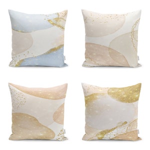 Capa de almofada com design abstrato | Capa de almofada com combinações de cores suaves | Decoração simples e doce para casa | Fronha estilo pintura | Capa de inauguração