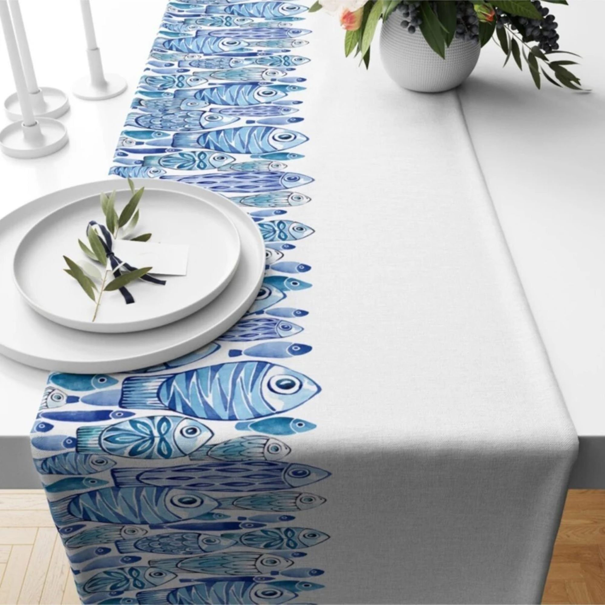 Summer Time Table Runner|coastal Kitchen Runner|coral Reef & Lobster ...