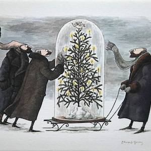 Vintage 1977 Edward Gorey Christmas Card