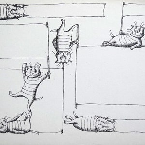 Cartolina d'epoca dei gatti di Edward Gorey