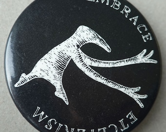 Edward Gorey Embrace Etceterism Button c1998