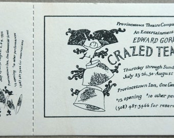 Edward Gorey Billet de théâtre illustré pour Crazed Teacups - 1992