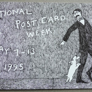 Cartão postal de convite de Edward Gorey do Gotham Book Mart - 1995