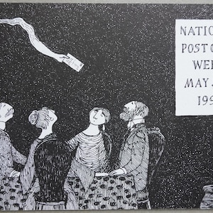 Cartão postal de convite de Edward Gorey do Gotham Book Mart - 1996